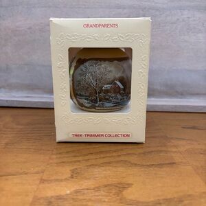 Vintage‎ Hallmark Ornament for Grandparents Gold Glass Ice Skaters Keepsake 1980